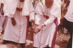Bishop Paul Bemile (Emeritus now) and the Nuncio Archbishop George Kocherry are planting a tree at the new site of St. Benedict parish on the 19/08/2007.